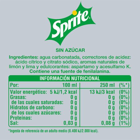 Refresco lima-limón Sprite botella 2l zero
