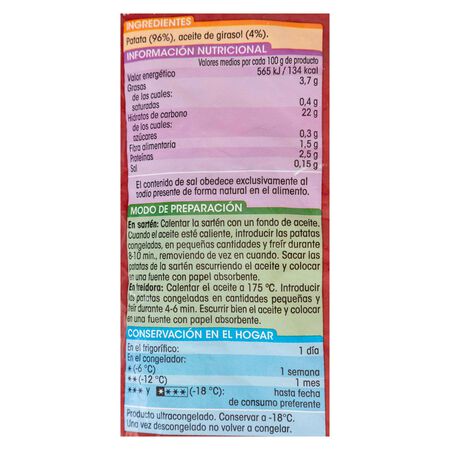 Patatas fritas Alipende 1kg corte fino