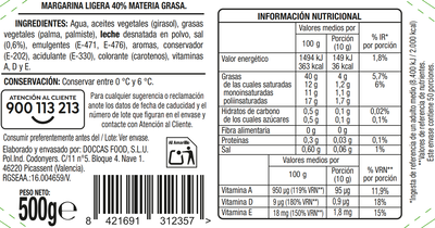 Margarina ligera Alipende 500g