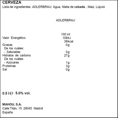 Cerveza rubia Adlerbrau lata 50cl