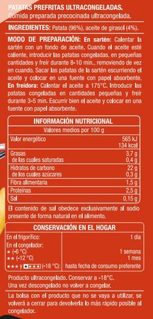 Patatas fritas Alipende 1kg corte fino