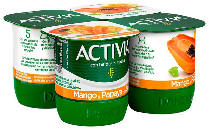 Bífidus Activia soja pack 4 mango y papaya