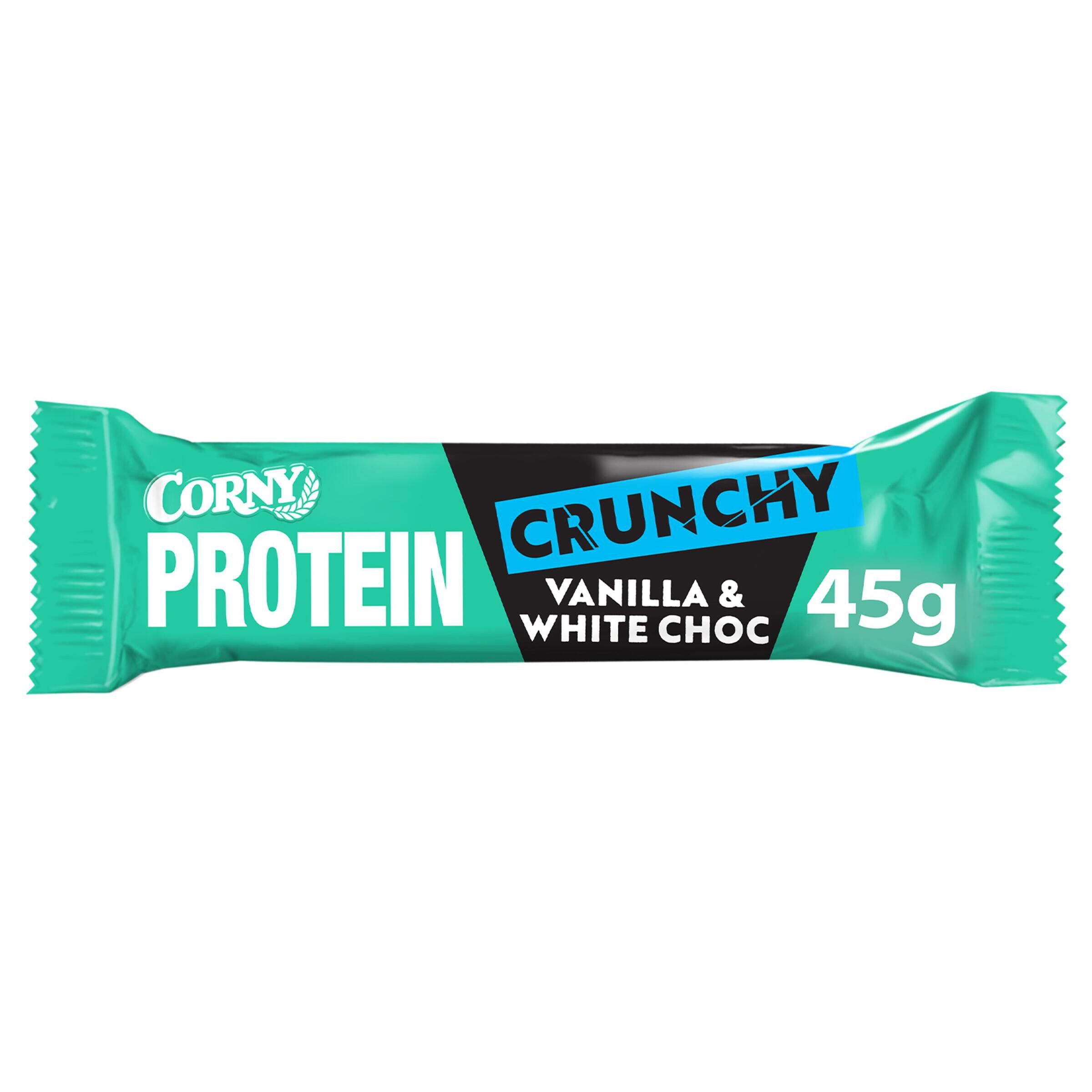 Barrita de proteínas sabor vainilla y chocolate blanco crunchy Corny 45g