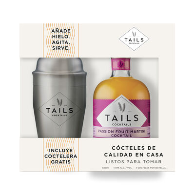 Cocktail vodka Tails 70cl fruta de la pasión + coctelera