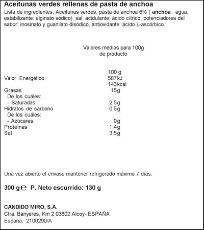 Aceituna rellena de anchoa Serpis 130g