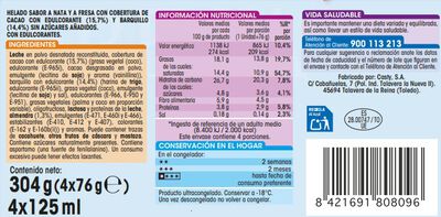 Helado cono sin az&uacute;car Alipende nata fresa 4 uds