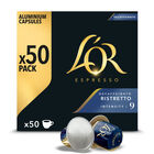 C&aacute;psulas de caf&eacute; espresso descafeinado intensidad 9 compatible con Nespresso L'or 50 c&aacute;psulas