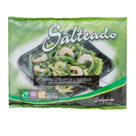 Salteado Alipende 450g ajetes espárragos y gambas