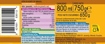 Atún Alipende 650g  en aceite girasol