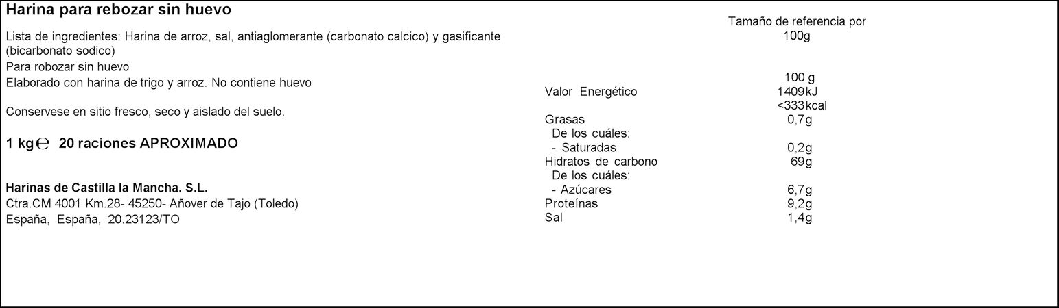 Harina para rebozar Haricaman 1kg sin huevo