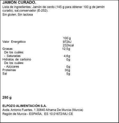 Jam&oacute;n curado corte medias lonchas ElPozo 1954 2x140g