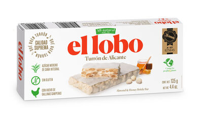 Turr&oacute;n de Alicante sin gluten El Lobo 150g