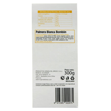 Palmera de hojaldre Virgen del Brezo 300g bombón blanca