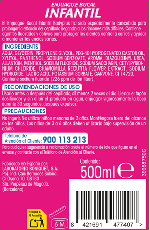 Enjuague bucal Bodyplus 500ml junior