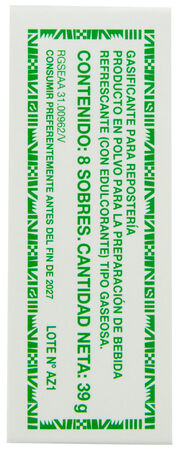 Gasificante para reposter&iacute;a El Tigre 8 sobres
