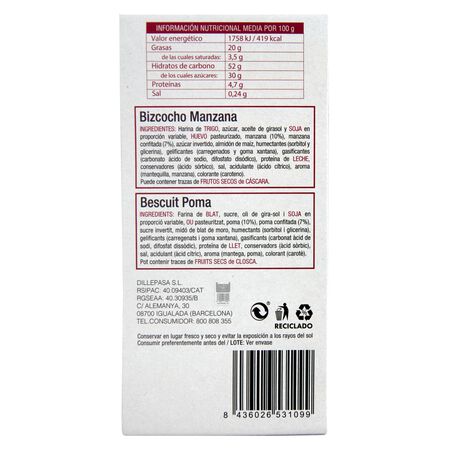 Bizcocho de manzana 410g