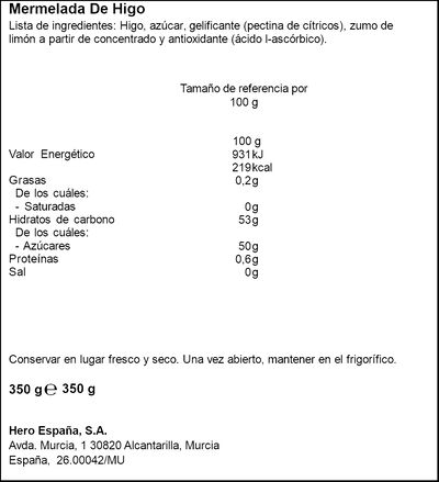 Mermelada extra de temporada con higos seleccionados Hero 350g