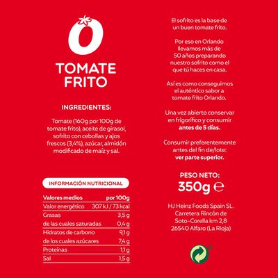 Tomate frito sin gluten abre f&aacute;cil Orlando350g
