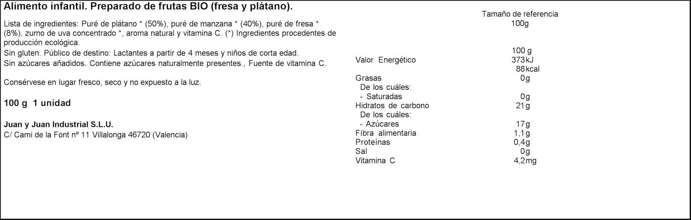 Pouch bio Be Plus fresa plátano sin gluten 100g