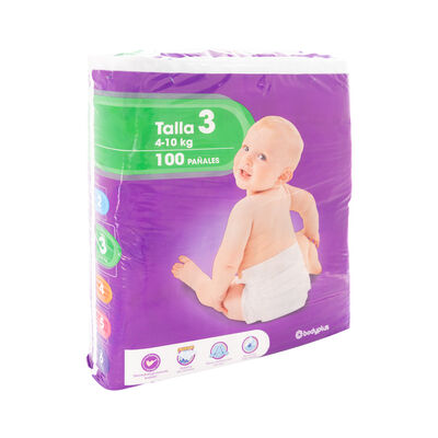 Pa&ntilde;al Bodyplus 100 uds talla 3 4-10kg