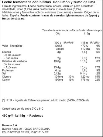 B&iacute;fidus Activia cremoso pack 4 lima lim&oacute;n
