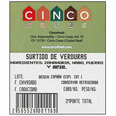 Surtido variado de verduras bandeja 600g aproximadamente