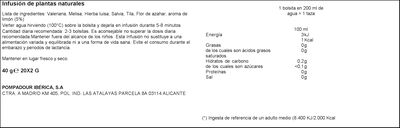 Infusi&oacute;n valeriana plus con lim&oacute;n Pompadour 20u