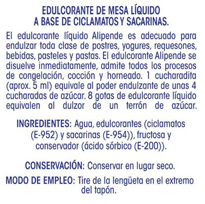 Edulcorante l&iacute;quido Alipende 200ml