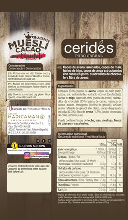 Muesli crujiente con cacao y chocolate Cerides 500g