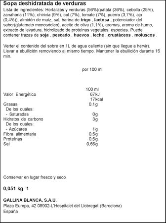 Sopa Gallina Blanca 51g verduras