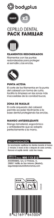 Cepillo Dental Bodyplus Pack-3 Suave