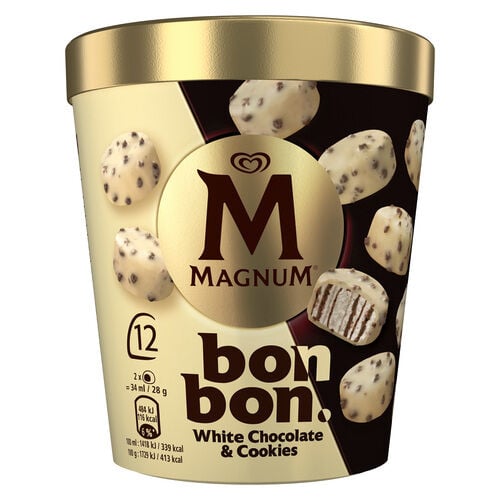 Helado Magnum Bonbon 12u White Choco-cookie