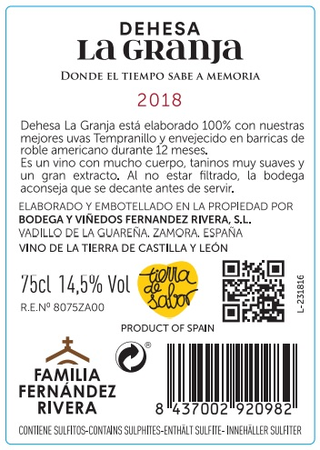 Vino tinto de Castilla Dehesa La Granja 75cl