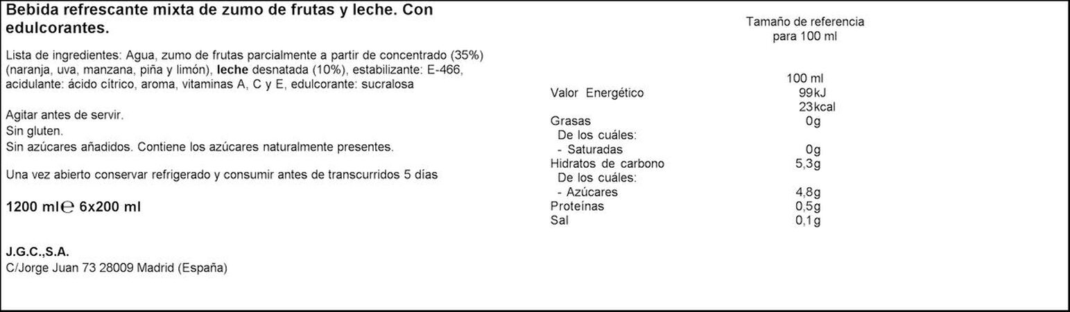 Zumo caribe con leche Don Simón pack 6 zero