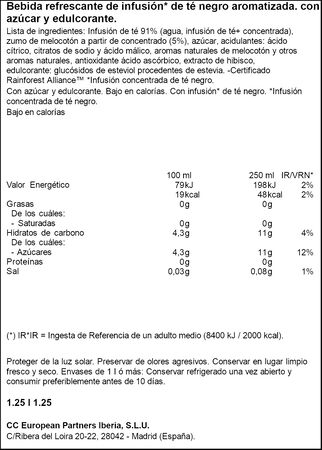Refresco de té Fuzetea 1,25l melocotón