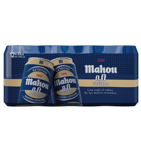 Cerveza sin alcohol Mahou 00 Tostada pack 12 latas 33cl