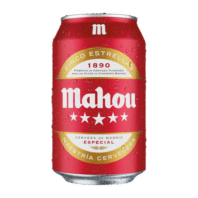 Cerveza rubia especial Mahou 5 Estrellas lata 33cl