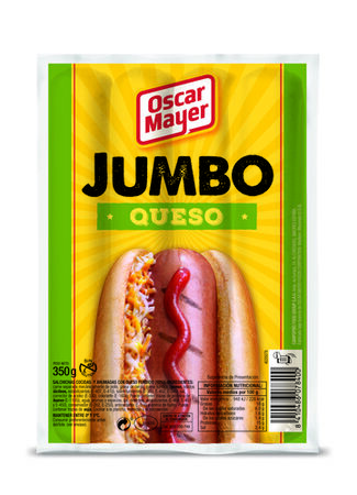 Salchichas tipo jumbo Oscar Mayer 350g con queso 4 uds