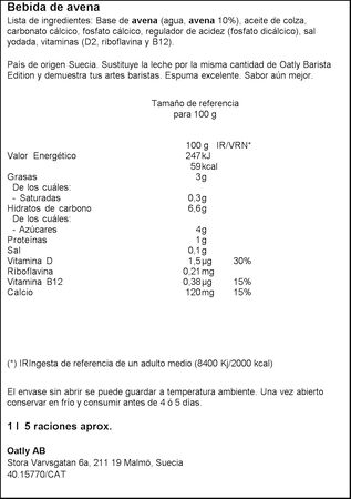 Bebida De Avena Oatly 1L
