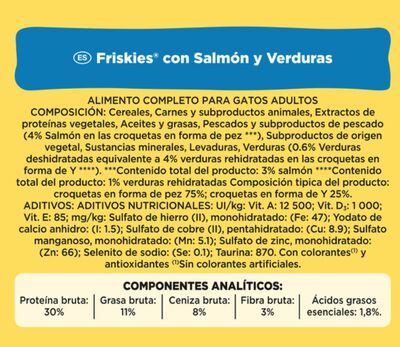 Alimento seco para gato adutlto Friskies 4kg Salmón y verduras