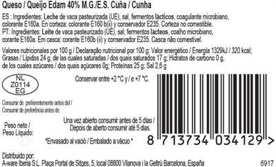 Queso edam Royal Orange cuña 350g