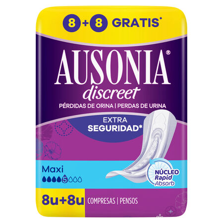 Compresa Discreet Ausonia 8+8 uds Maxi