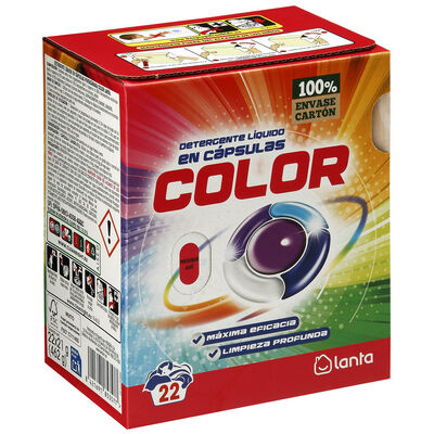 Detergente en capsula pentac&aacute;mara Lanta 22 lavados color