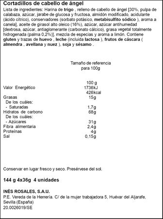 Cortadillo cabello de ángel Inés Rosales 144g