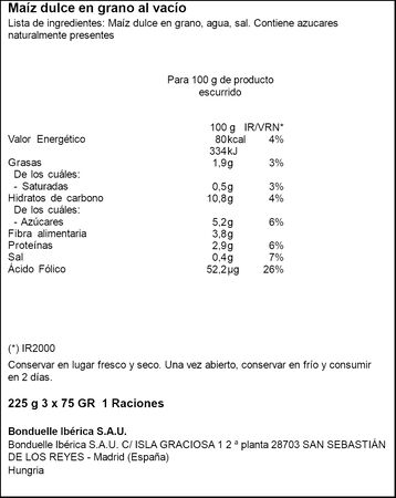 Maiz dulce en grano Bonduelle pack 3 un toque