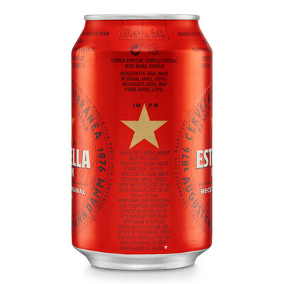 Cerveza rubia especial Estrella Damm lata 33cl