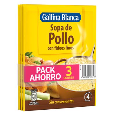 Sopa Gallina Blanca pack 3u pollo con fideos