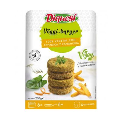 Hamburguesa vegetal mini Diquesí 200g espinaca y zanahoria