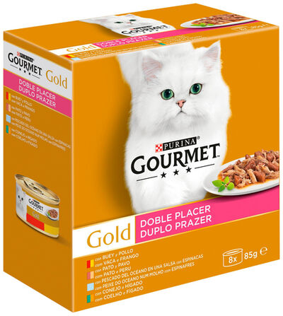 Comida húmeda gato Gourmet Gold doble placer pack 8