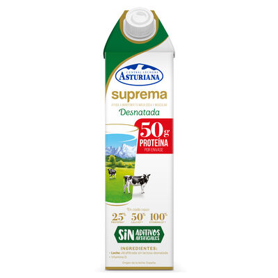 Leche sin lactosa Asturiana 1L suprema desnatada